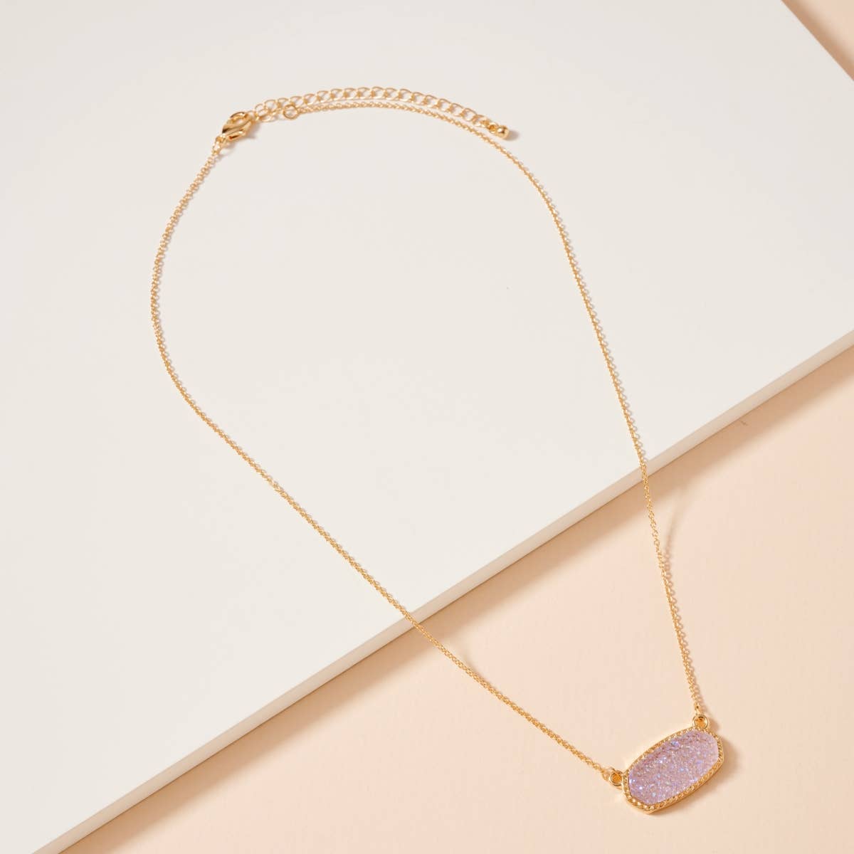 Druzy Stone Charm Short Necklace